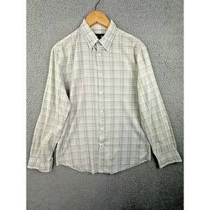 John Varvatos Shirt Mens Medium Beige Plaid Button Up Lightweight